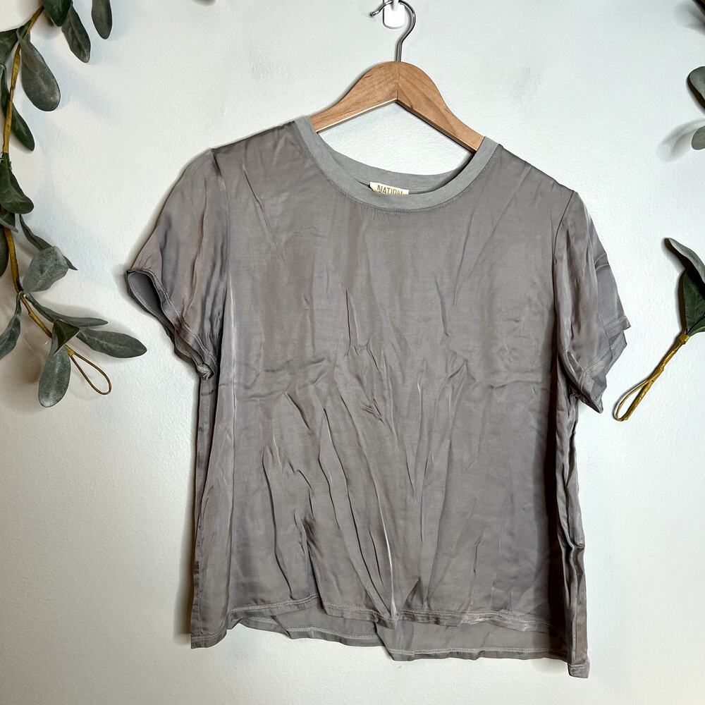 Nation LTD Gray Short Sleeve Blouse